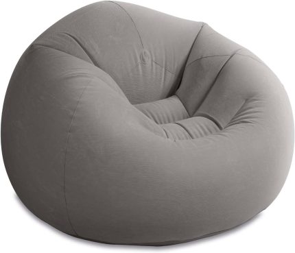Beanless Bag Inflatable Lounge Chair: Corduroy Textured Flocking – Durable Vinyl – Folds Compactly – 220lb Weight Capacity – 45" x 45" x 28"