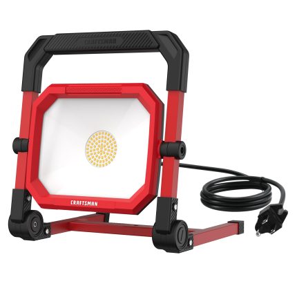 CRAFTSMAN 4500LM 46W LED Work Light, Wet Rated, 450W Equivalent, 5ft 1.52m Cord with Plug, 4000K, Fold-Flat Design, 360° Rotating Head, Portable Working Lights for Workshop Garage, Construction Site